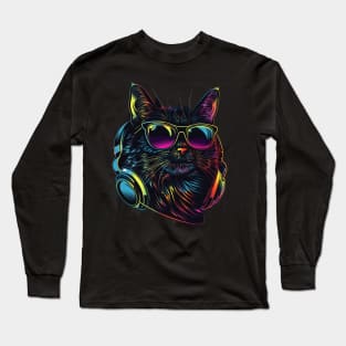 Cat DJ Rave Long Sleeve T-Shirt